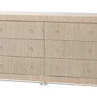bali & pari Sage Natural Grasscloth Dresser - 6-Drawer Bedroom Storage Cabinet with Gold Ring Pulls, Modern Coastal Chest of Drawers