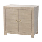 bali & pari Halen Natural Grasscloth Storage Cabinet - Two-Door Console Storage Solution with Gold Ring Pulls, Modern Coastal Organizer for Entryway, Living Room or Bedroom