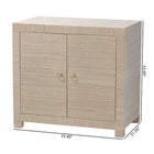 bali & pari Halen Natural Grasscloth Storage Cabinet - Two-Door Console Storage Solution with Gold Ring Pulls, Modern Coastal Organizer for Entryway, Living Room or Bedroom