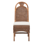 bali & pari Raya Natural Rattan Dining Chair - Handcrafted Wicker Accent Chair with High Arched Back and Cushioned Seat, Boho Coastal Seating for Dining Room or Kitchen