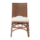 bali & pari Rivan Natural Rattan Dining Chair - Handcrafted Wicker Accent Chair with Woven Back and Cushioned Seat, Boho Coastal Seating for Dining Room or Kitchen