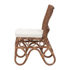 bali & pari Rivan Natural Rattan Dining Chair - Handcrafted Wicker Accent Chair with Woven Back and Cushioned Seat, Boho Coastal Seating for Dining Room or Kitchen