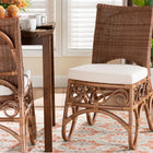 bali & pari Rivan Natural Rattan Dining Chair - Handcrafted Wicker Accent Chair with Woven Back and Cushioned Seat, Boho Coastal Seating for Dining Room or Kitchen