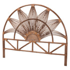bali & pari Jasmine Natural Rattan Headboard with Sunburst Design - Boho Coastal Style Standalone Headboard, Light Brown, Queen