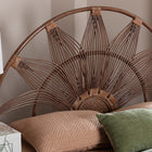 bali & pari Jasmine Natural Rattan Headboard with Sunburst Design - Boho Coastal Style Standalone Headboard, Light Brown, Queen