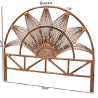 bali & pari Jasmine Natural Rattan Headboard with Sunburst Design - Boho Coastal Style Standalone Headboard, Light Brown, King
