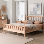 Baxton Studio Laurent Bamboo-Style 4-Piece Bedroom Set - Spindle Platform Bed with Matching Dresser and Two Nightstands, Cottage Farmhouse Style, Queen