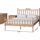 Baxton Studio Laurent Bamboo-Style 4-Piece Bedroom Set - Spindle Platform Bed with Matching Dresser and Two Nightstands, Cottage Farmhouse Style, Queen