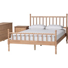 Baxton Studio Laurent Bamboo-Style 4-Piece Bedroom Set - Spindle Platform Bed with Matching Dresser and Two Nightstands, Cottage Farmhouse Style, Queen