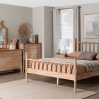 Baxton Studio Laurent Bamboo-Style 4-Piece Bedroom Set - Spindle Platform Bed with Matching Dresser, Chest, and Nightstand, Cottage Farmhouse Style, Queen
