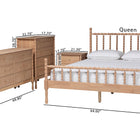 Baxton Studio Laurent Bamboo-Style 4-Piece Bedroom Set - Spindle Platform Bed with Matching Dresser, Chest, and Nightstand, Cottage Farmhouse Style, Queen