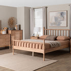 Baxton Studio Laurent Bamboo-Style 5-Piece Bedroom Set - Spindle Platform Bed with Matching Dresser, Chest, and Two Nightstands, Cottage Farmhouse Style, Queen