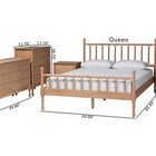 Baxton Studio Laurent Bamboo-Style 5-Piece Bedroom Set - Spindle Platform Bed with Matching Dresser, Chest, and Two Nightstands, Cottage Farmhouse Style, Queen
