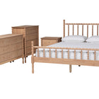 Baxton Studio Laurent Bamboo-Style 4-Piece Bedroom Set - Spindle Platform Bed with Matching Dresser, Chest, and Nightstand, Cottage Farmhouse Style, Queen