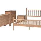 Baxton Studio Laurent Bamboo-Style 4-Piece Bedroom Set - Spindle Platform Bed with Matching Dresser, Chest, and Nightstand, Cottage Farmhouse Style, Queen