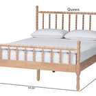 Baxton Studio Laurent Platform Bed - Spindle Bed Frame with Bamboo-Style Turned Posts, Cottage Farmhouse Bedroom Furniture, Queen