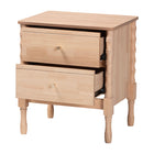 Baxton Studio Laurent Nightstand - 2-Drawer Bedside Table with Bamboo-Style Turned Legs, Cottage Farmhouse End Table for Bedroom