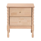 Baxton Studio Laurent Nightstand - 2-Drawer Bedside Table with Bamboo-Style Turned Legs, Cottage Farmhouse End Table for Bedroom