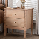 Baxton Studio Laurent Nightstand - 2-Drawer Bedside Table with Bamboo-Style Turned Legs, Cottage Farmhouse End Table for Bedroom