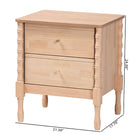 Baxton Studio Laurent Nightstand - 2-Drawer Bedside Table with Bamboo-Style Turned Legs, Cottage Farmhouse End Table for Bedroom