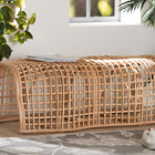 bali & pari Daiki Natural Rattan Bench with Curved Frame - Lightweight Decorative Accent Seating for Entryway, Bedroom, or Living Room