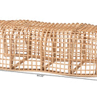 bali & pari Daiki Natural Rattan Bench with Curved Frame - Lightweight Decorative Accent Seating for Entryway, Bedroom, or Living Room