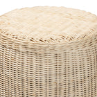 bali & pari Sarna Natural Rattan End Table - Handwoven Wicker Accent Table with Scalloped Base and Two-Tone Finish, Boho Coastal Style Side Table