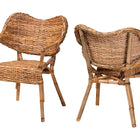 bali & pari Tara 2-Piece Natural Rattan Dining Chair - Handwoven Wicker Armchair with Curved Backrest, Boho Coastal Seating