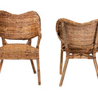bali & pari Tara 2-Piece Natural Rattan Dining Chair - Handwoven Wicker Armchair with Curved Backrest, Boho Coastal Seating