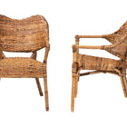 bali & pari Tara 2-Piece Natural Rattan Dining Chair - Handwoven Wicker Armchair with Curved Backrest, Boho Coastal Seating