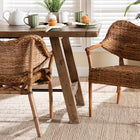 bali & pari Tara 2-Piece Natural Rattan Dining Chair - Handwoven Wicker Armchair with Curved Backrest, Boho Coastal Seating