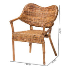 bali & pari Tara 2-Piece Natural Rattan Dining Chair - Handwoven Wicker Armchair with Curved Backrest, Boho Coastal Seating