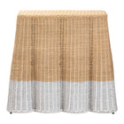 bali & pari Palm Scallop Natural Rattan Console Table - Handwoven Wicker Accent Table, Coastal & Boho Decor, Rectangle 36", Two-Tone White/Natural