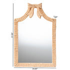 bali & pari Creusa Natural Rattan Wall Mirror - Handwoven Arched Mirror with Scalloped Corners and Bow Accent, Artistic Decor with Boho Coastal Style