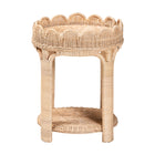 bali & pari Latoya Natural Rattan End Table - Handwoven Wicker 2-Tier Side Table with Scalloped Border for Living Room or Bedroom
