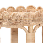 bali & pari Latoya Natural Rattan End Table - Handwoven Wicker 2-Tier Side Table with Scalloped Border for Living Room or Bedroom