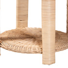 bali & pari Latoya Natural Rattan End Table - Handwoven Wicker 2-Tier Side Table with Scalloped Border for Living Room or Bedroom