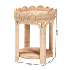 bali & pari Latoya Natural Rattan End Table - Handwoven Wicker 2-Tier Side Table with Scalloped Border for Living Room or Bedroom