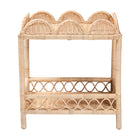 bali & pari Eloisa Natural Rattan End Table - Handwoven Wicker 2-Tier Side Table with Scalloped Border for Living Room or Bedroom