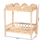 bali & pari Eloisa Natural Rattan End Table - Handwoven Wicker 2-Tier Side Table with Scalloped Border for Living Room or Bedroom