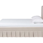 Baxton Studio Astin Platform Bed with Pleated Skirt- Fabric Upholstered Bed Frame with Panel Headboard, Queen
