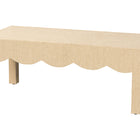 bali & pari Mason Natural Grasscloth Coffee Table - Rectangular Accent Table with Scalloped Apron, Modern Coastal Living Room Centerpiece