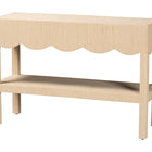 bali & pari Mason Natural Grasscloth Console Table - Two-Tier Entryway Table with Scalloped Apron, Modern Coastal Accent Table for Living Room or Hallway