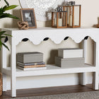 bali & pari Nolan Natural Grasscloth Console Table - Two-Tier Entryway Table with Scalloped Apron, Modern Coastal Accent Table for Living Room or Hallway