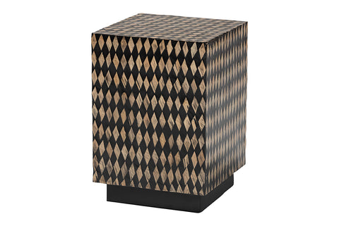bali & pari Paulo Decorative End Table with Bamboo Diamond Pattern - Modern Accent Side Table for Living Room or Bedroom, Square