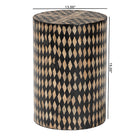 bali & pari Paulo Decorative End Table with Bamboo Diamond Pattern - Modern Accent Side Table for Living Room or Bedroom, Round