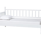 Baxton Studio Laurent Daybed - Spindle Platform Bed Frame with Bamboo-Style Turned Posts, Classic Cottage Farmhouse Furniture, Twin, White