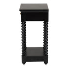 Baxton Studio Terentia Nightstand with Bobbin Legs - 1-Drawer Bedroom Side Table with Storage Shelf, Black