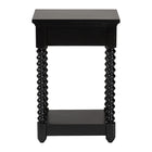 Baxton Studio Terentia Nightstand with Bobbin Legs - 1-Drawer Bedroom Side Table with Storage Shelf, Black
