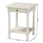 Baxton Studio Niklas Nightstand with Twisted Legs - 1-Drawer Bedroom Side Table with Storage Shelf, White